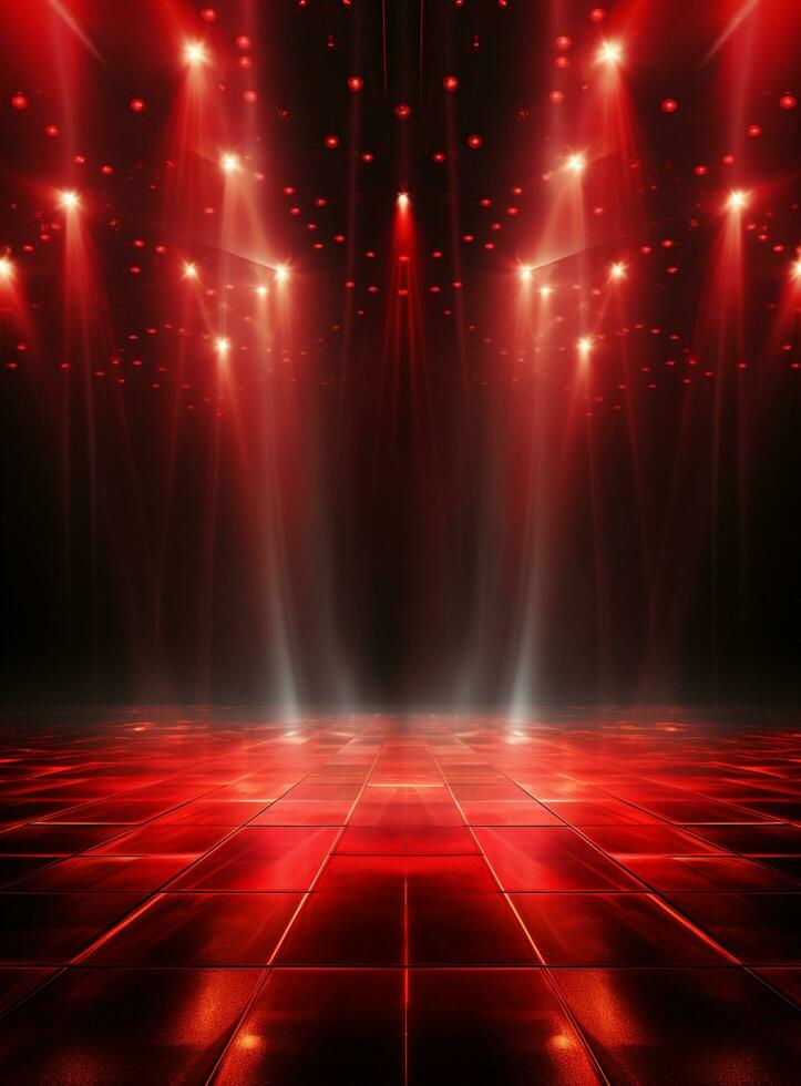 Ai generative Backdrop With Illumination Of Red Spotlights For Flyers realistic image ultra hd high design photo