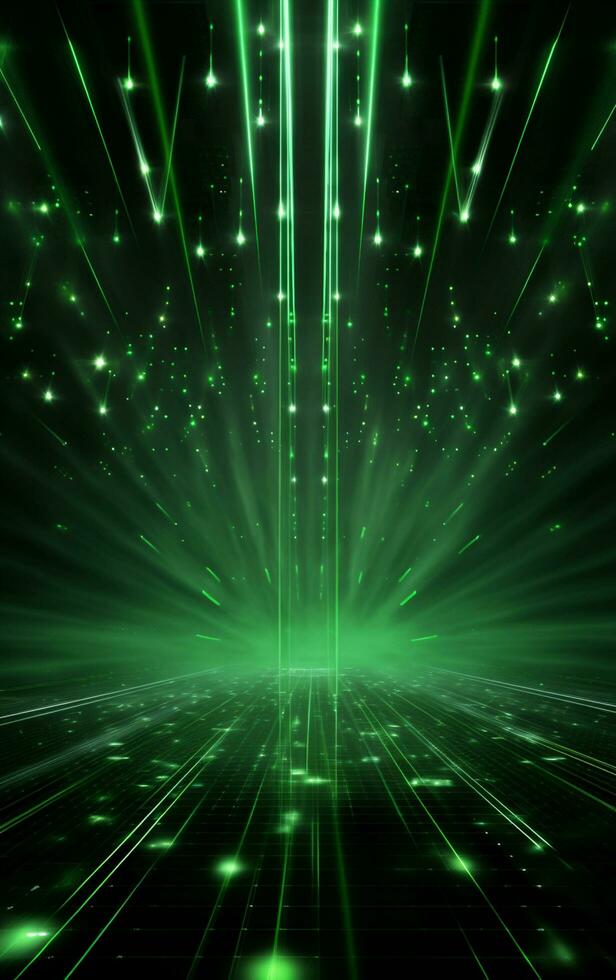 Ai generative Backdrop With Illumination Of green Spotlights For Flyers realistic image, ultra hd, high design very detailed photo