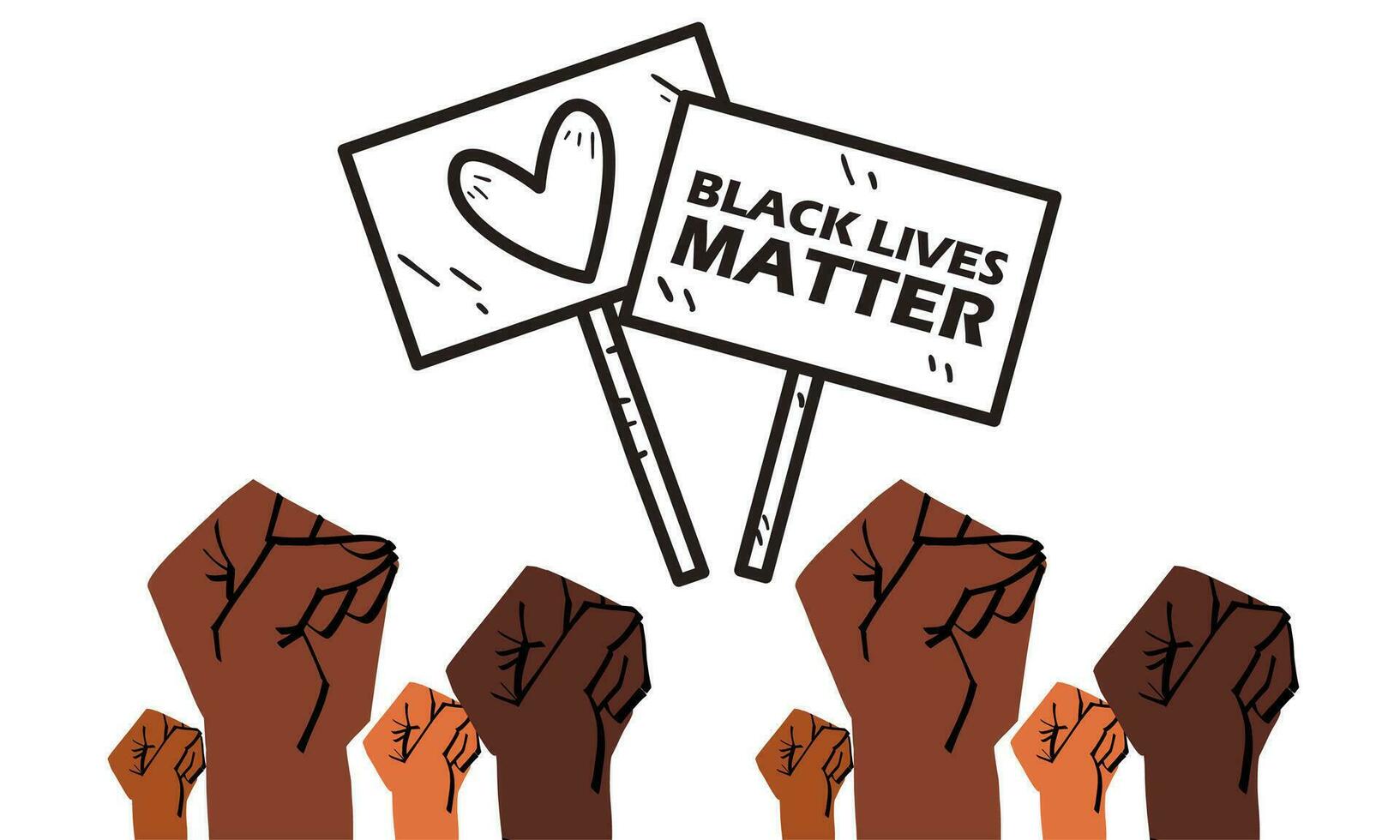 Black lives matter banner for protest, rally or awareness campaign against racial discrimination of dark skin color. vector