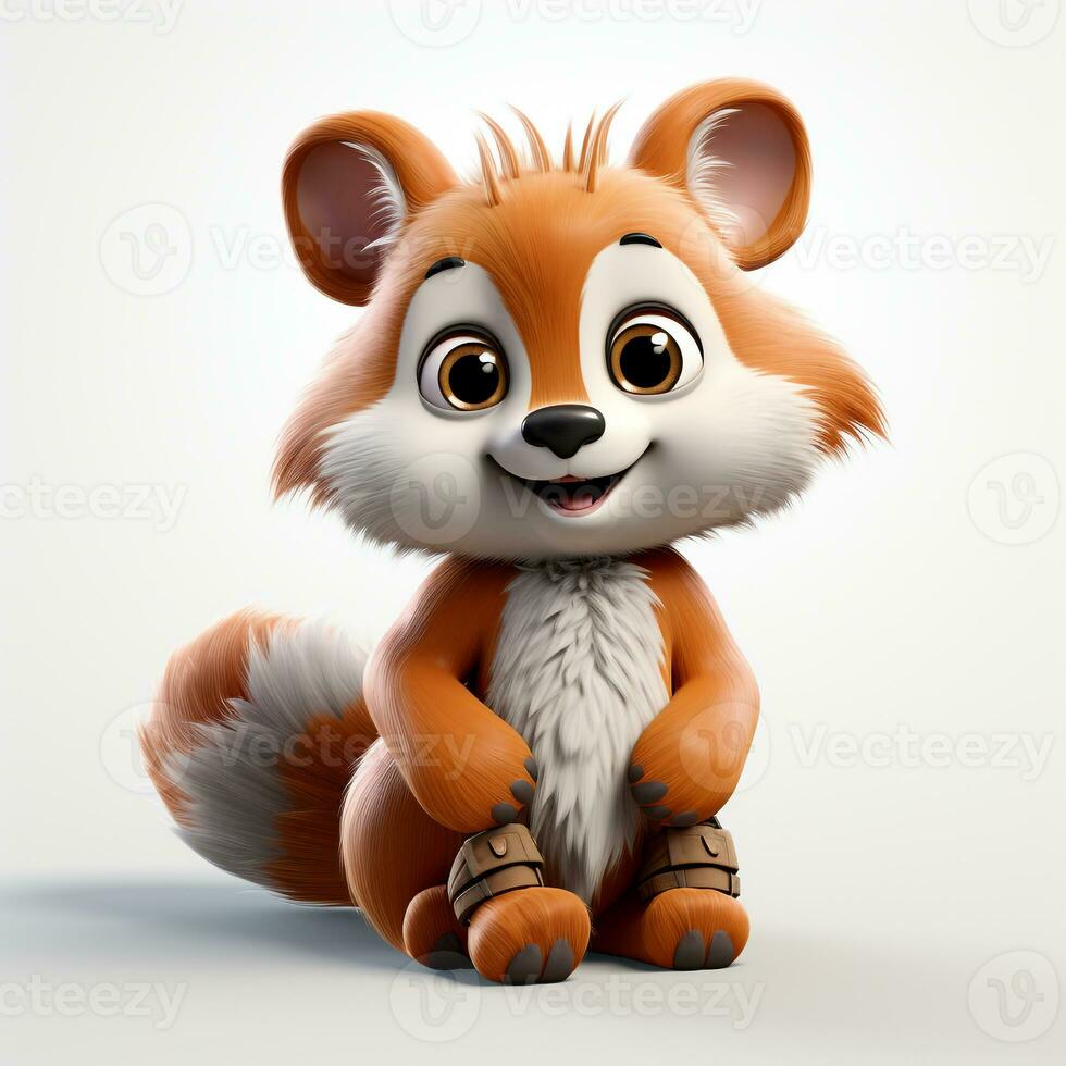 3d cartoon cute red panda ai photo