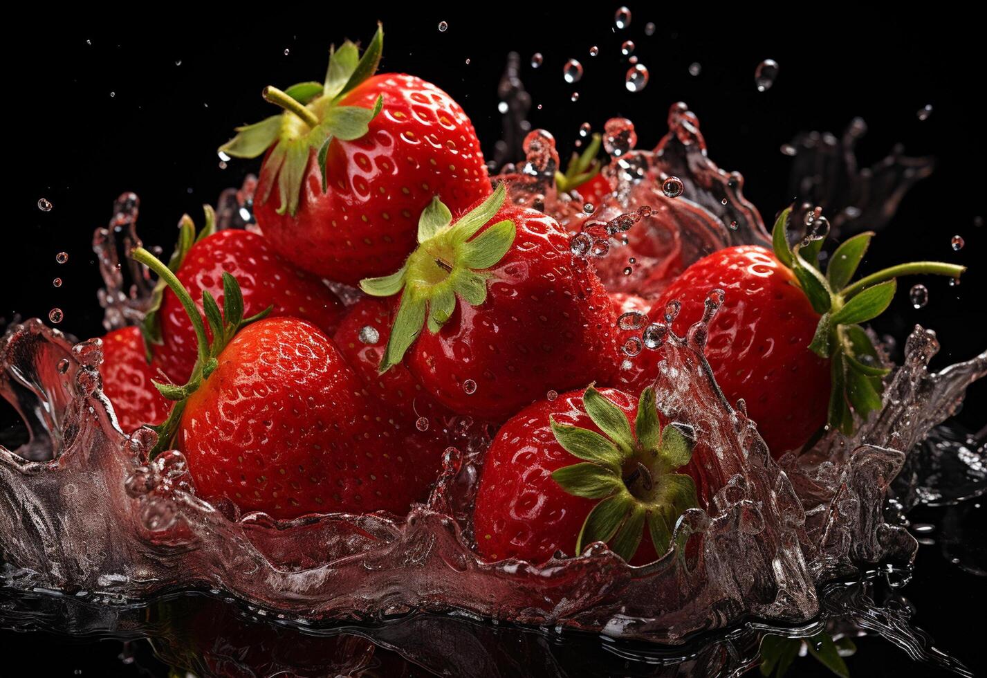 ai generativo foto de fresas en agua chapoteo