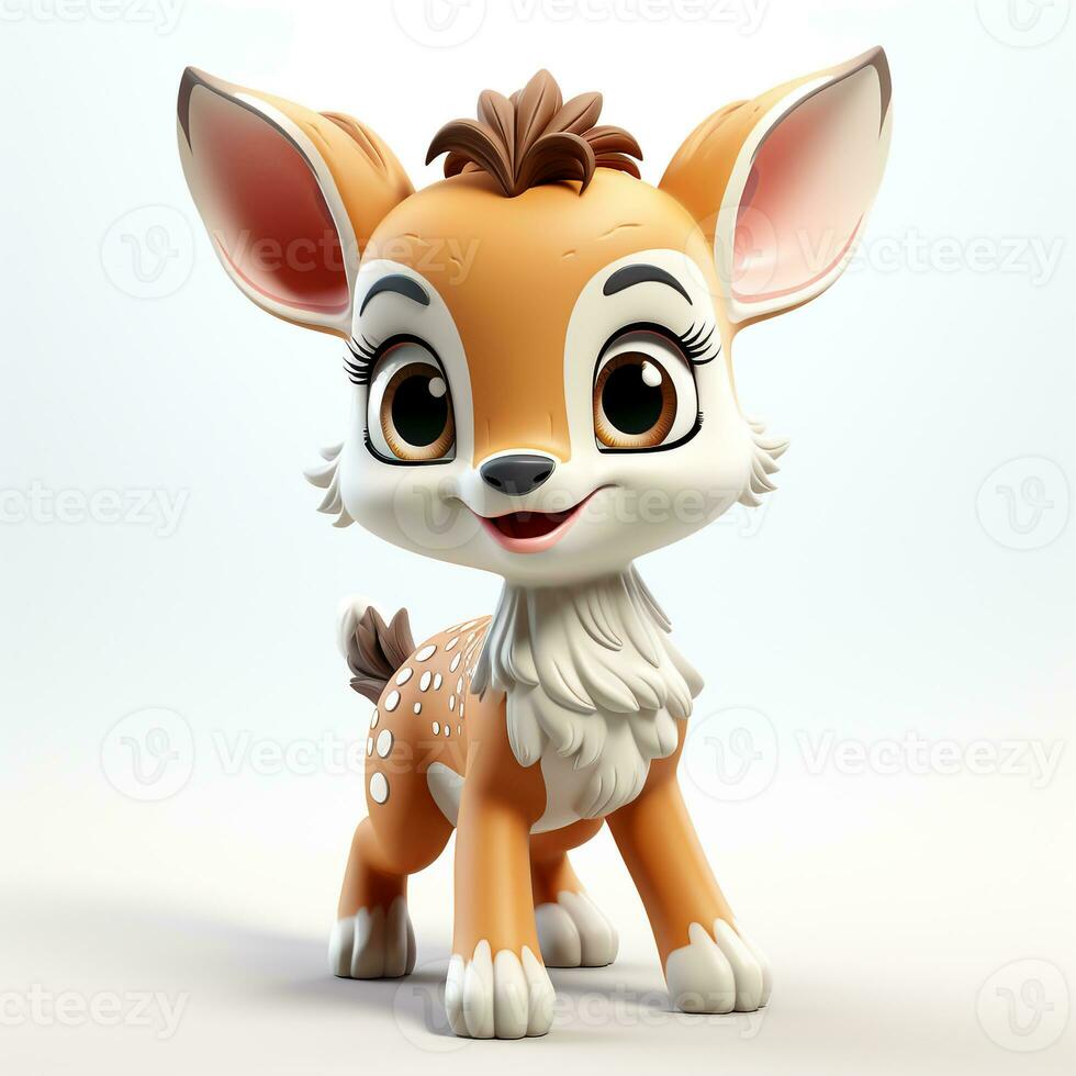 3d cartoon cute deer ai photo