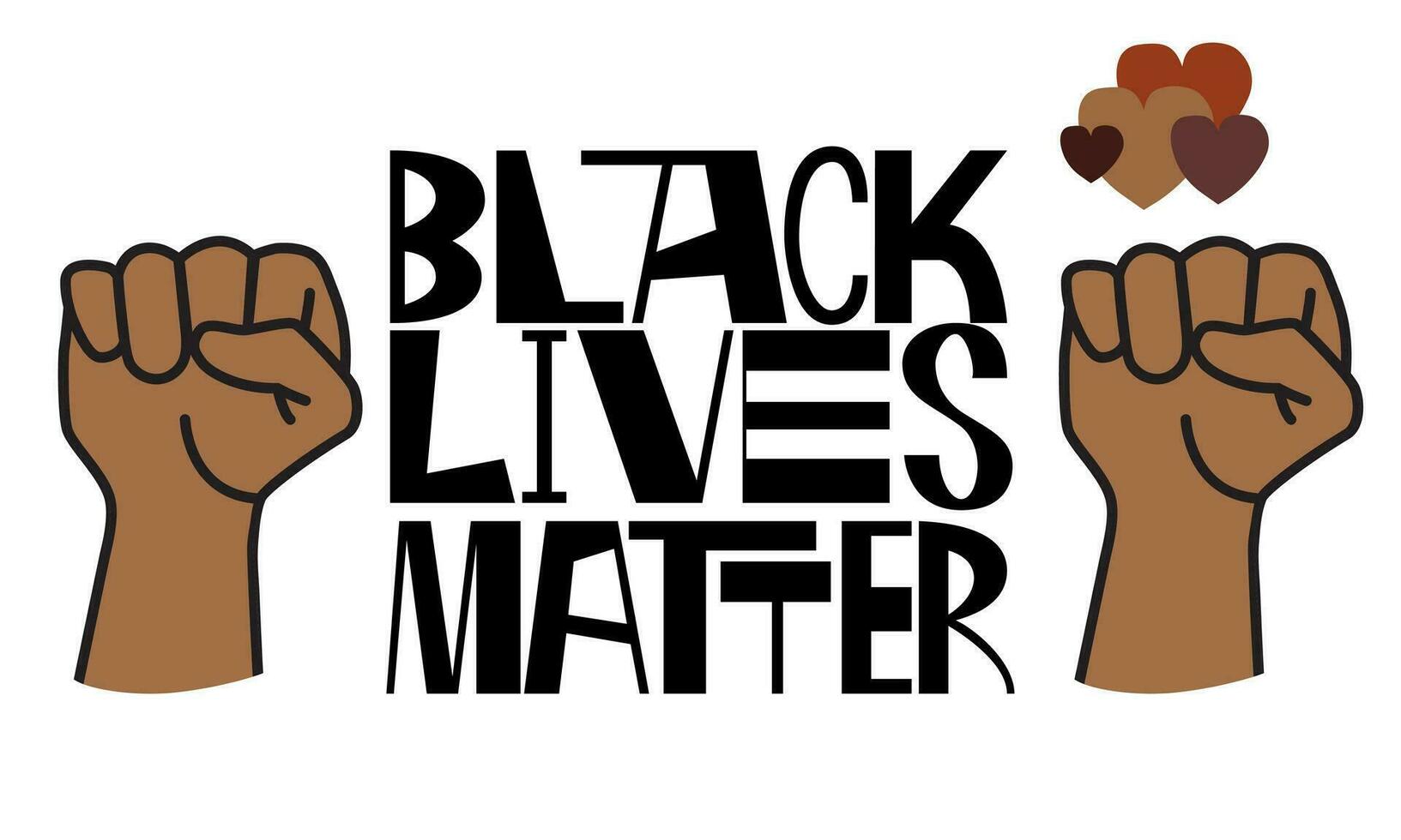 Black lives matter banner for protest, rally or awareness campaign against racial discrimination of dark skin color. vector