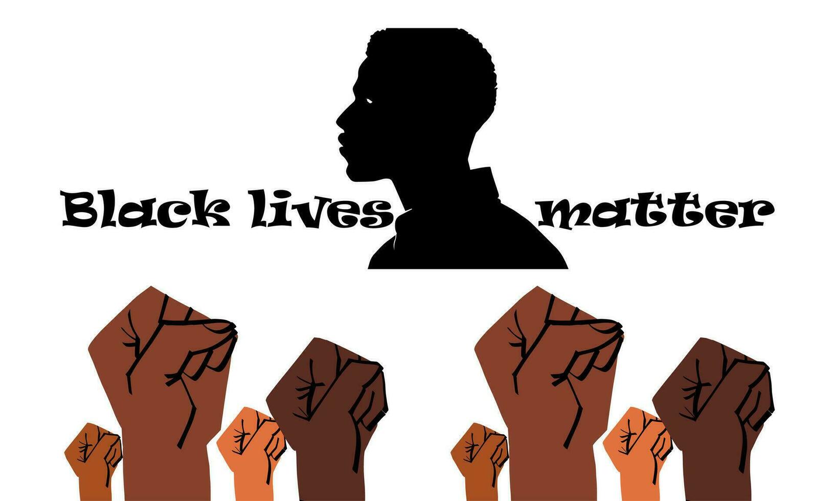 Black lives matter banner for protest, rally or awareness campaign against racial discrimination of dark skin color. vector