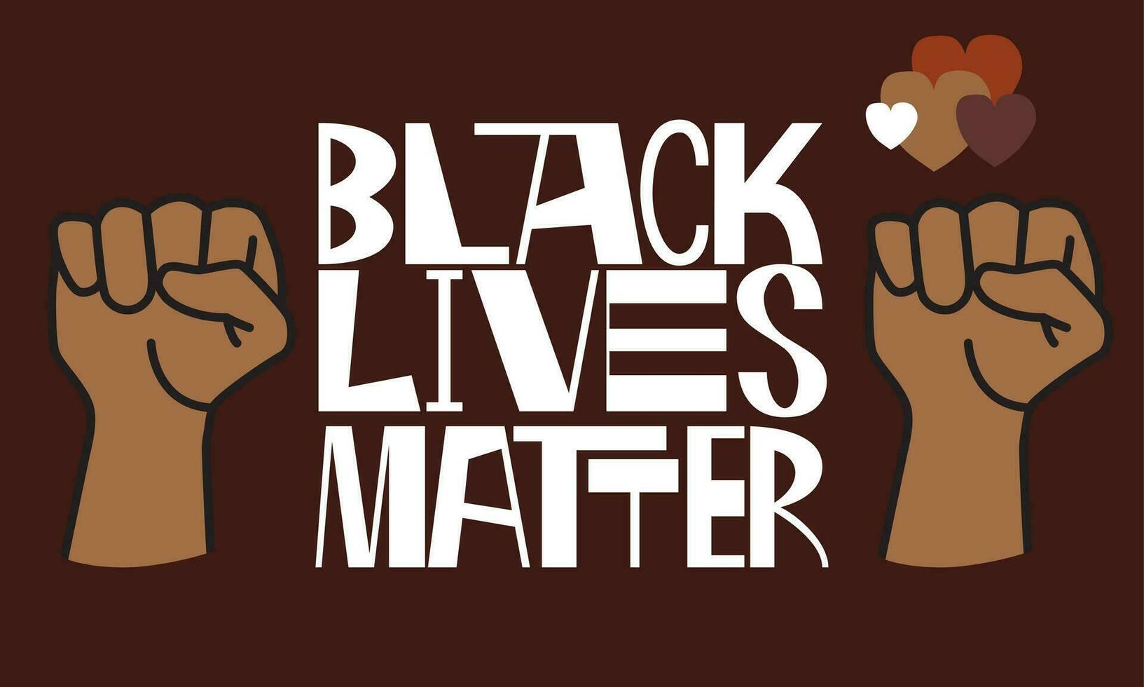 Black lives matter banner for protest, rally or awareness campaign against racial discrimination of dark skin color. vector