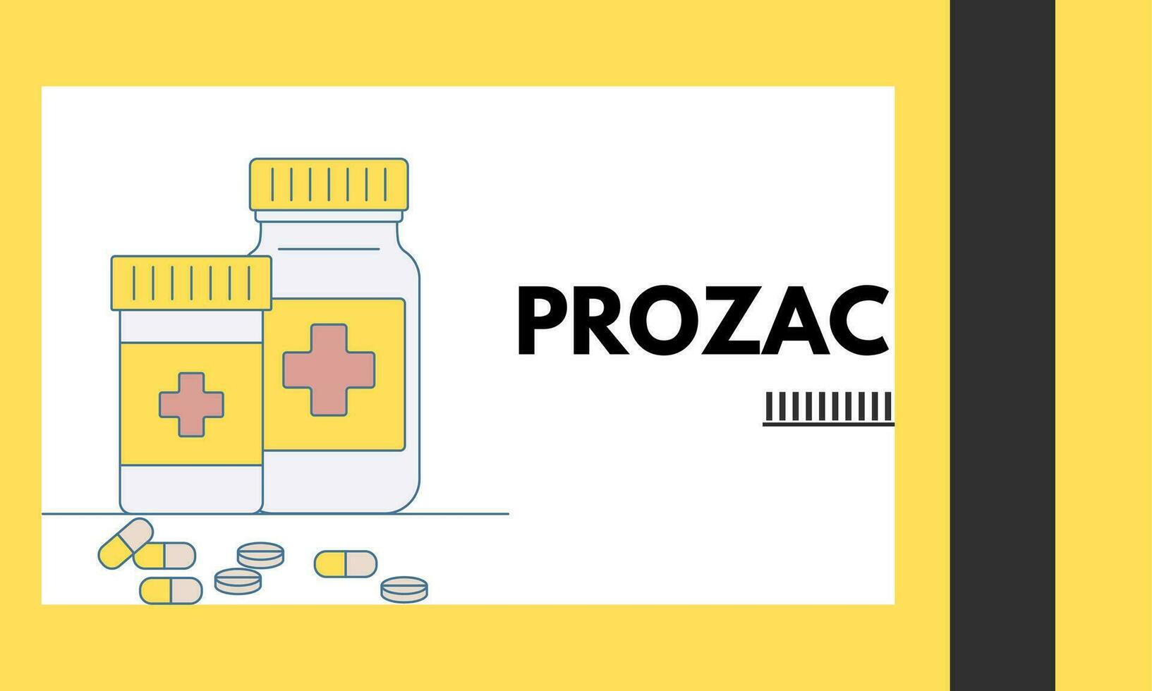 Prozac Medical pills in RX prescription drug bottle for mental health vector illustration