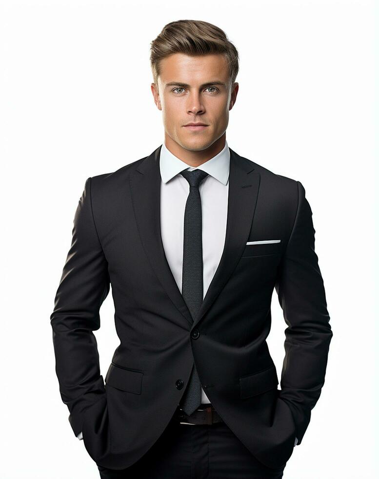 Ai generative Business man in a suit white transparent background photo