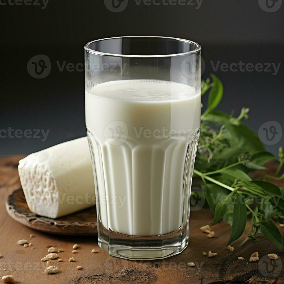 A glass of fresh pure white milk ai photo