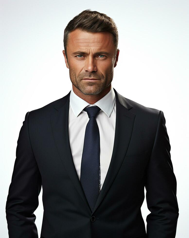 Ai generative Business man in a suit white transparent background photo