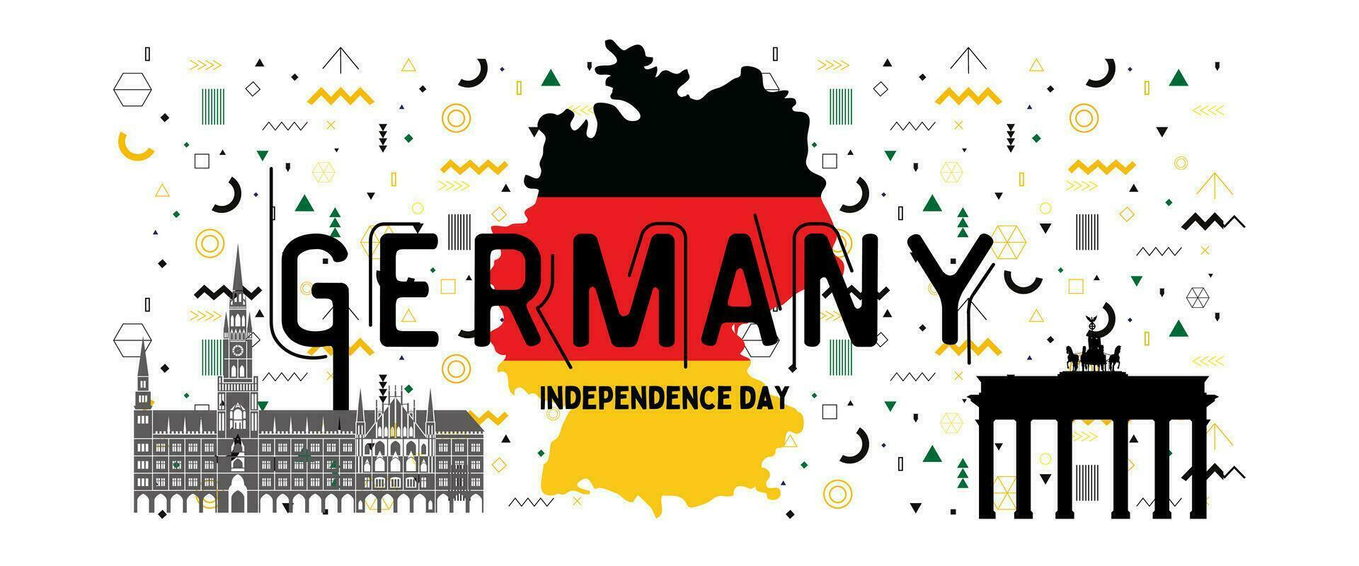 Germany national day banner for independence day anniversary. Flag of Germany and modern geometric retro abstract design. vector