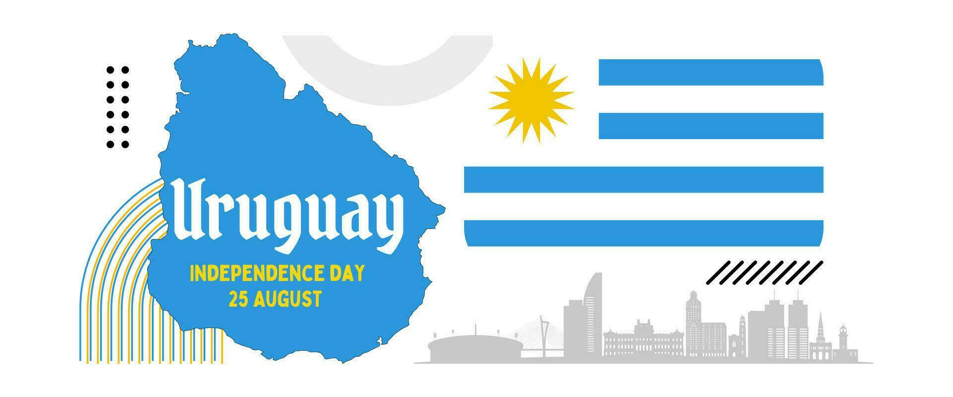 Uruguay national day banner for independence day anniversary. Flag of Uruguay and modern geometric retro abstract design vector