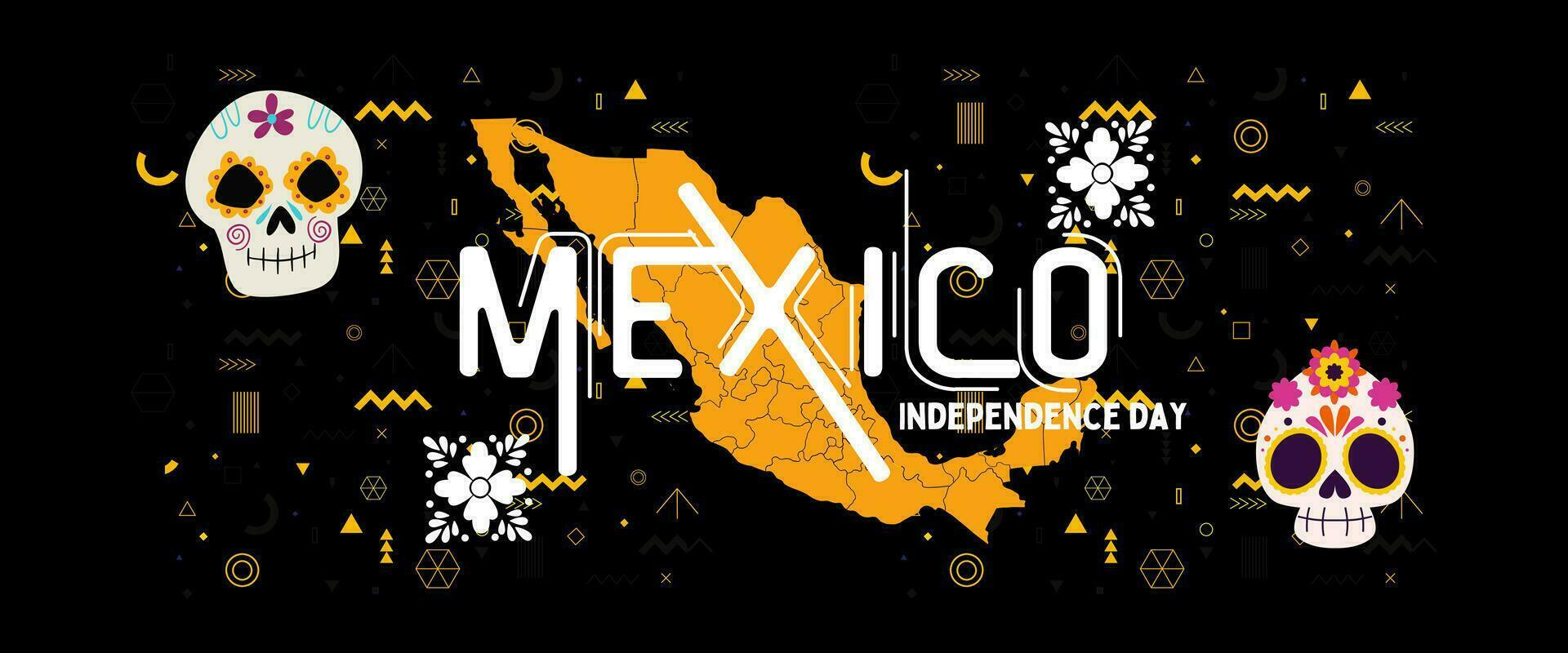 Mexico national day banner for independence day anniversary. Flag of Mexico and modern geometric retro abstract design vector