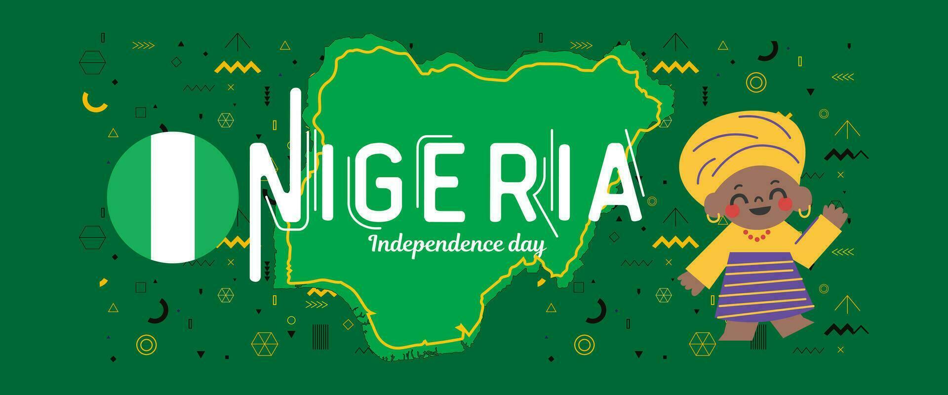 Nigeria national day banner modern style vector