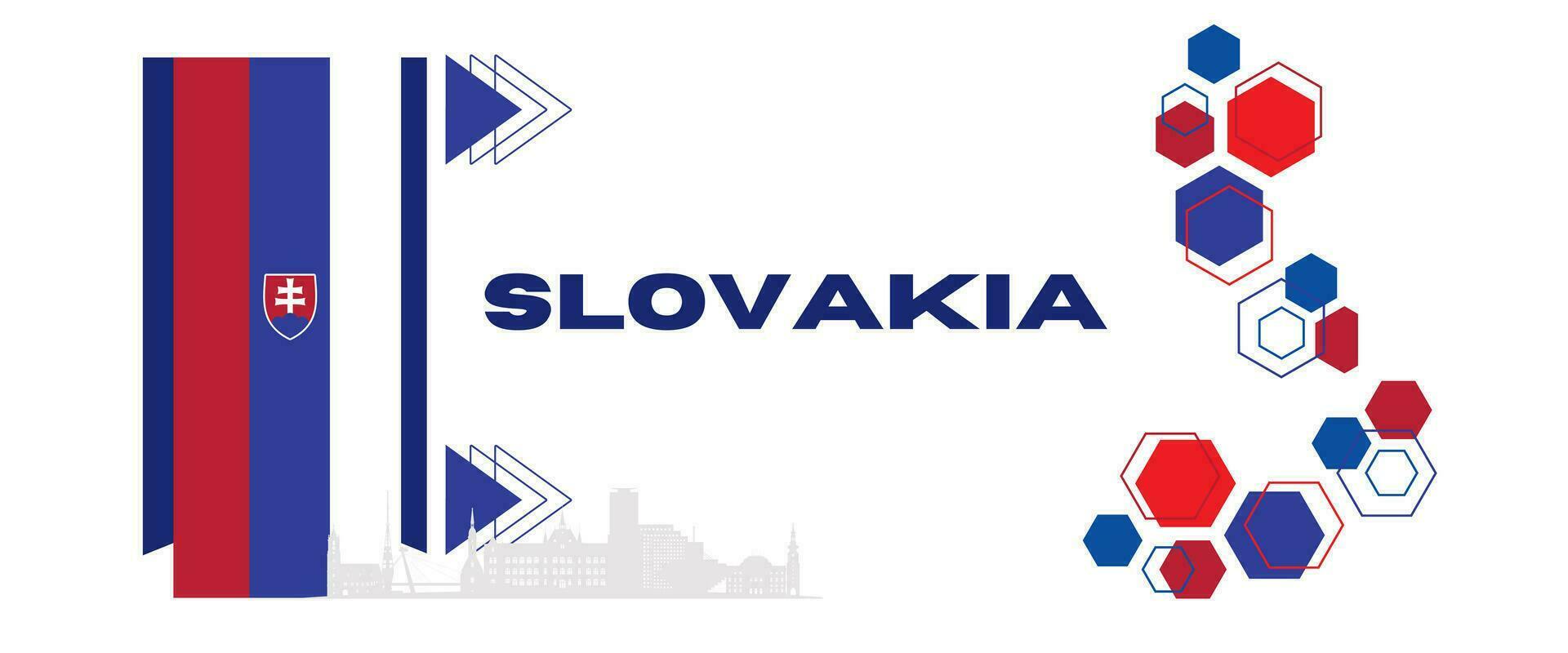 Slovakia national day banner for independence day anniversary. Flag of Slovakia and modern geometric retro abstract design vector