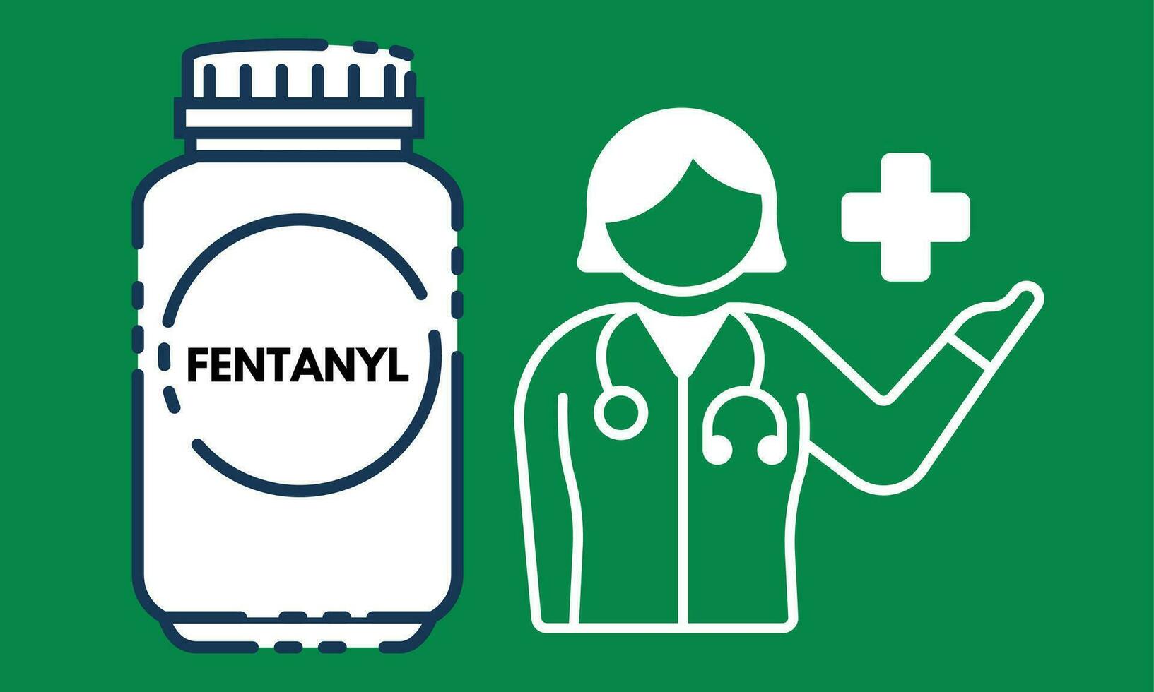 Fentanyl. Fentanyl pills in RX prescription drug bottle illustration vector