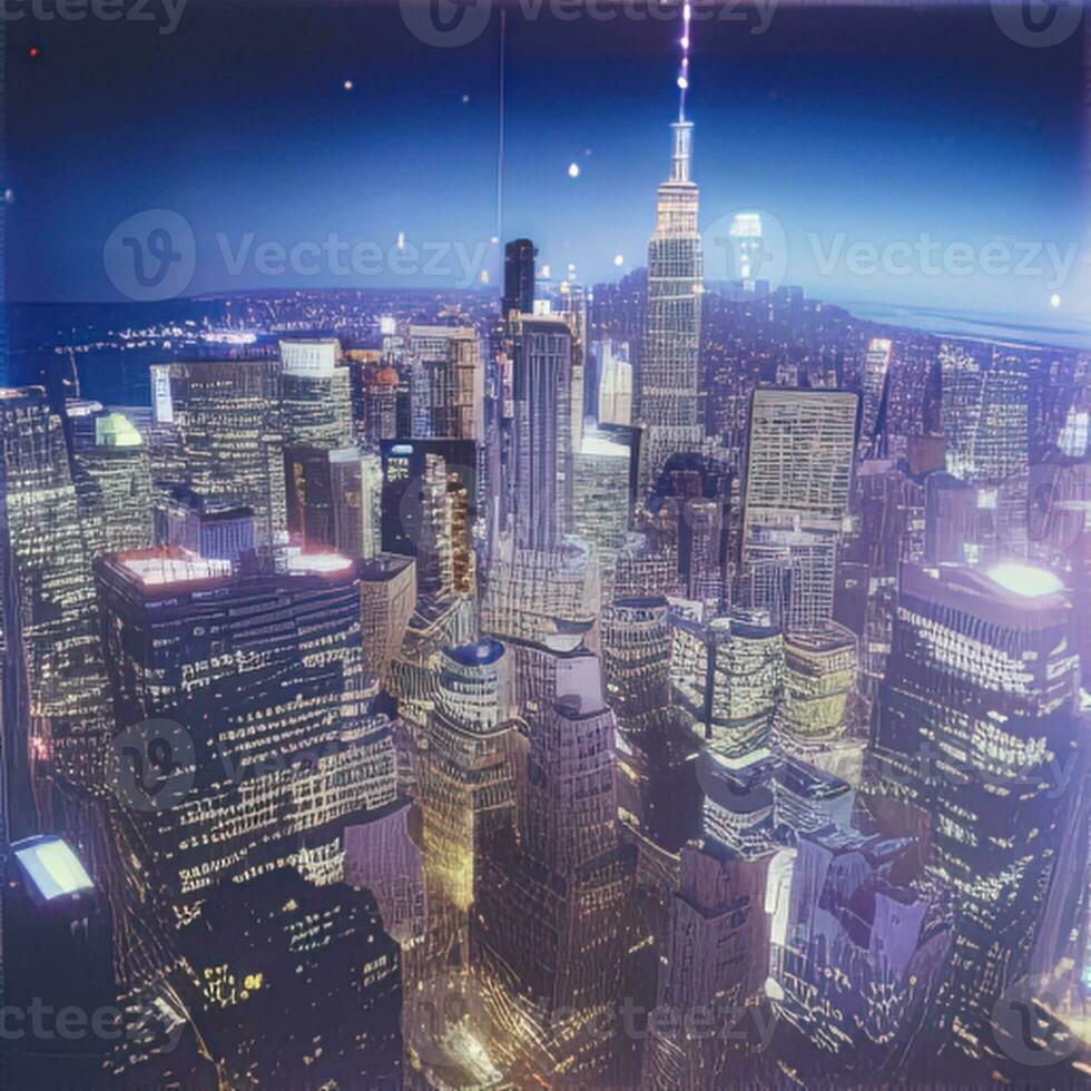 twilight in a futuristic city, evening metropolis, image in blue tones, AI generated photo