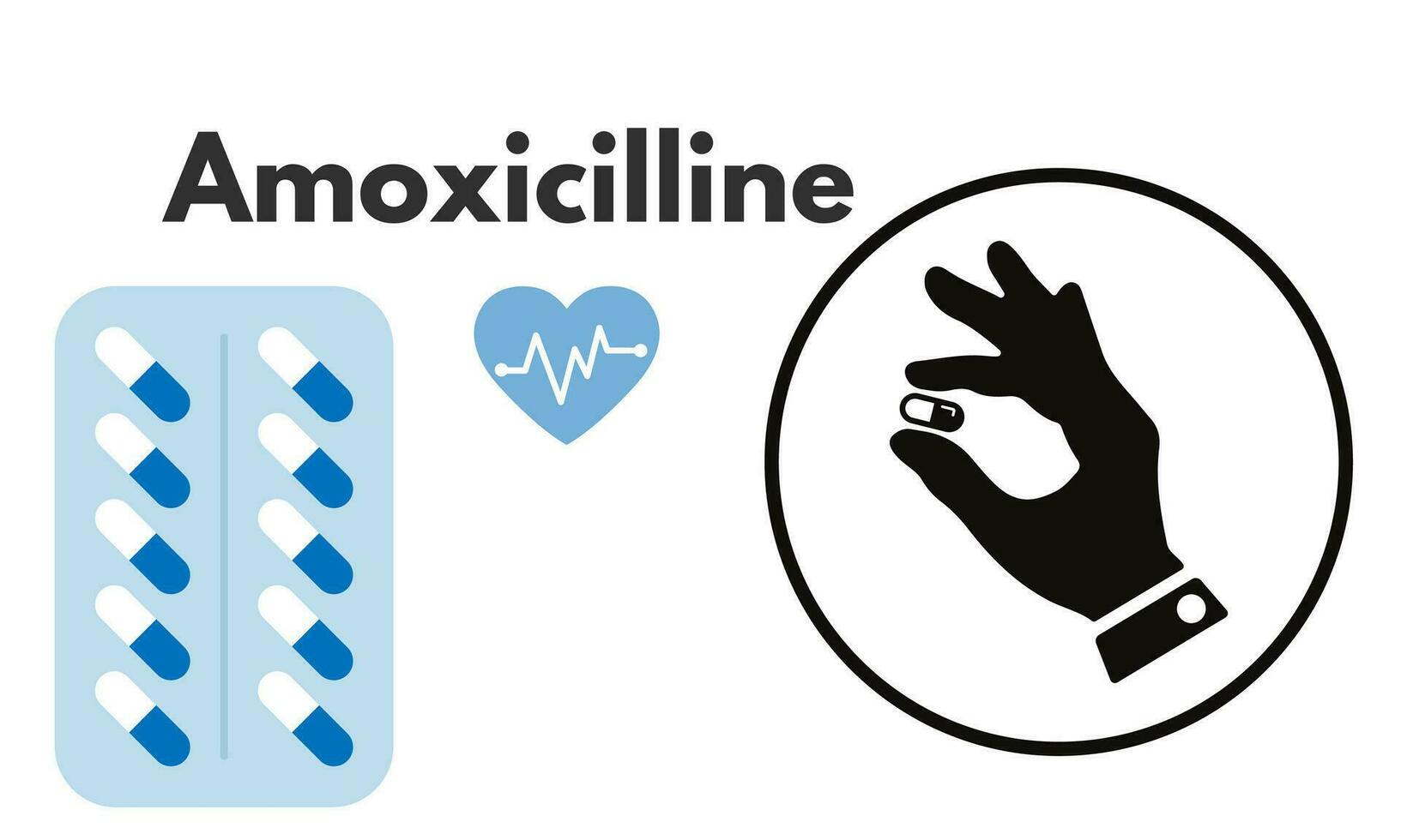 Amoxicillin generic drug name. It is an antibiotic used to treat middle ear infection, strep throat, pneumonia, skin infections, and urinary tract infections vector