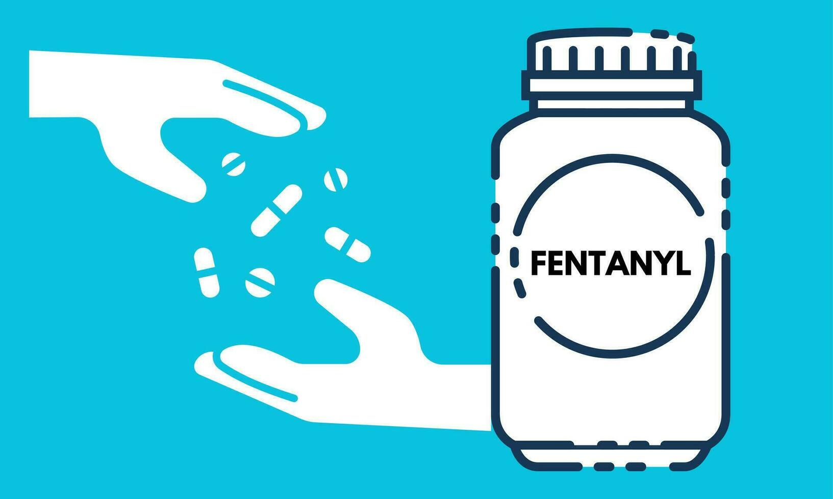 Fentanyl. Fentanyl pills in RX prescription drug bottle illustration vector