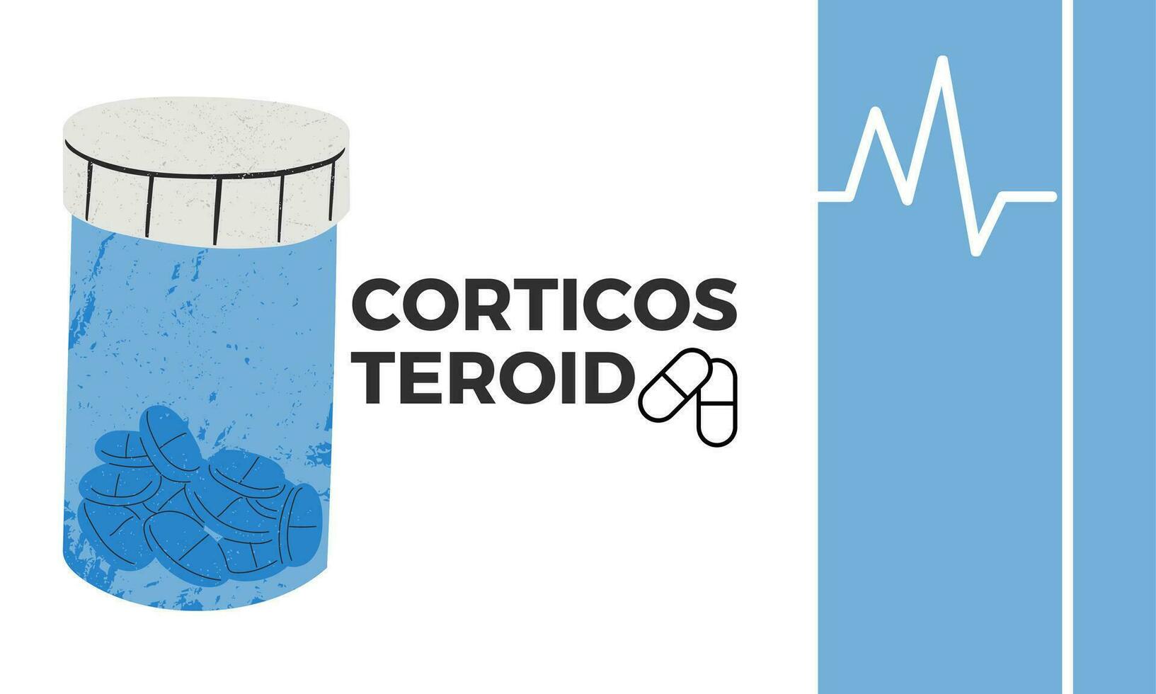 Corticosteroid. Corticosteroid Medical pills in RX prescription drug bottle vector illustration