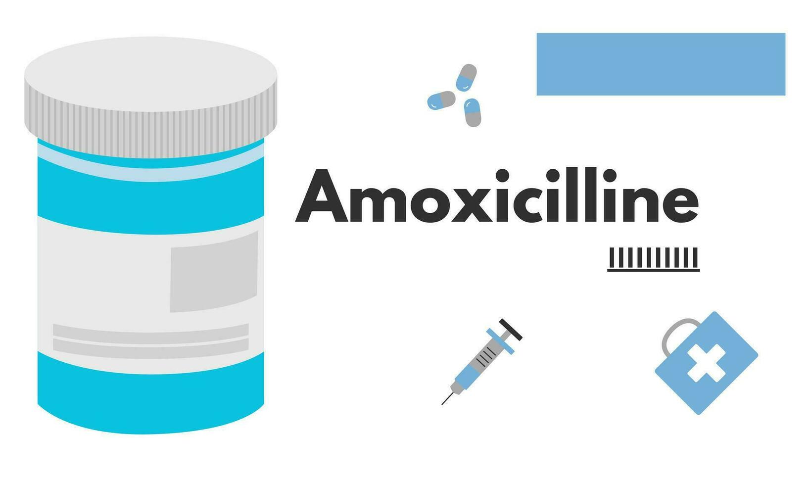 Amoxicillin generic drug name. It is an antibiotic used to treat middle ear infection, strep throat, pneumonia, skin infections, and urinary tract infections vector