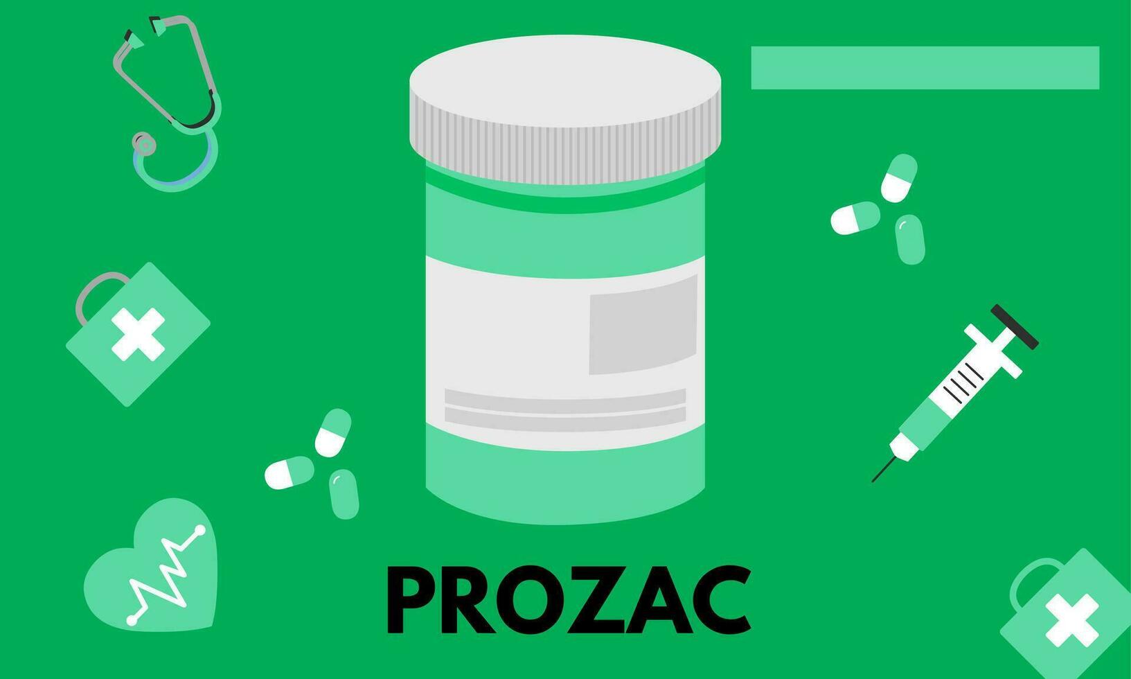 prozac médico pastillas en rx prescripción fármaco botella para mental salud vector ilustración