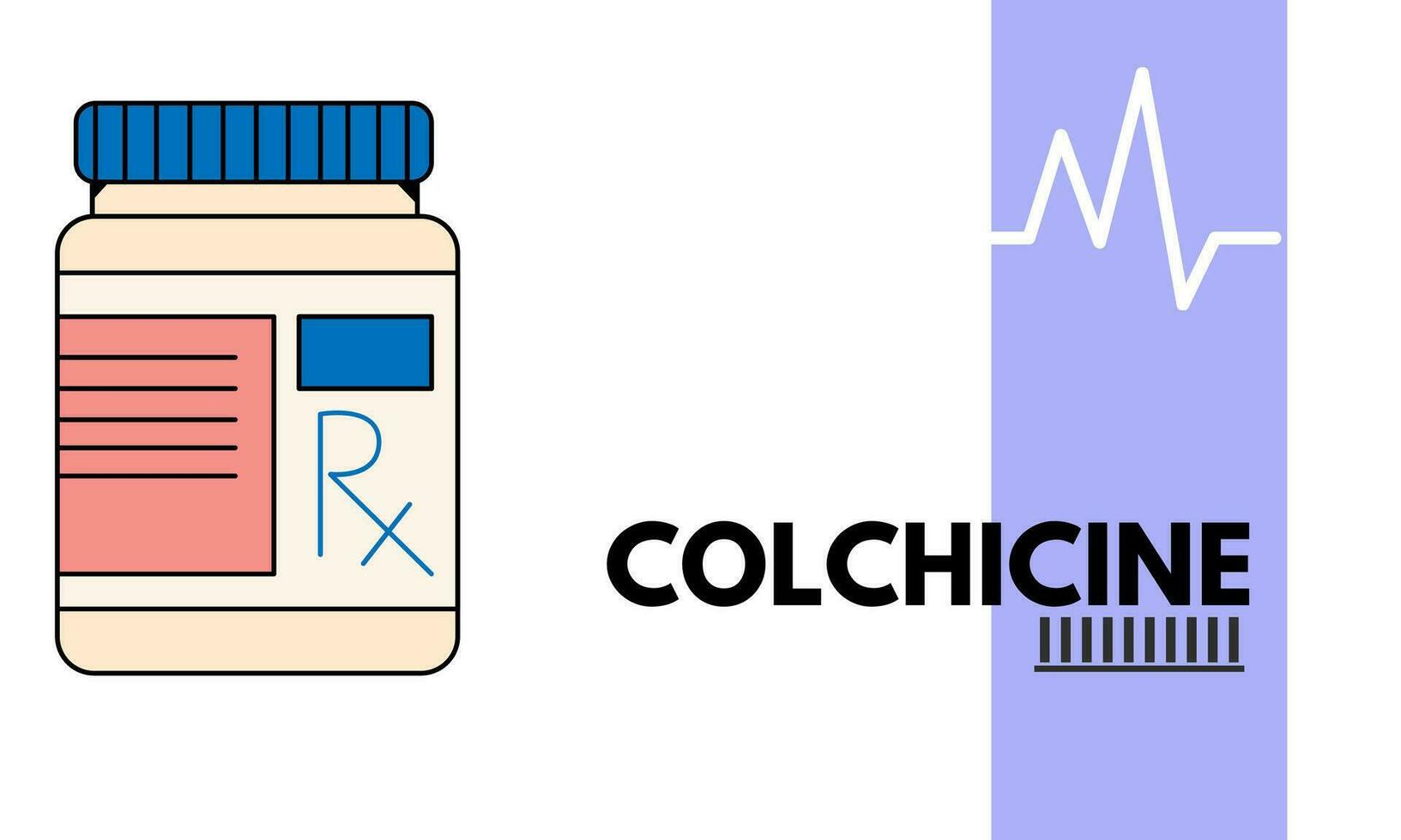 Colchicine tablet close up of medication used to treat gout and Behcet disease, pericarditis, familial mediterranean fever. Vector illustration