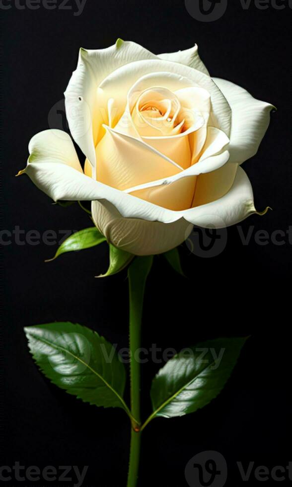 flower white rose on black background, wallpaper, design, AI generated photo