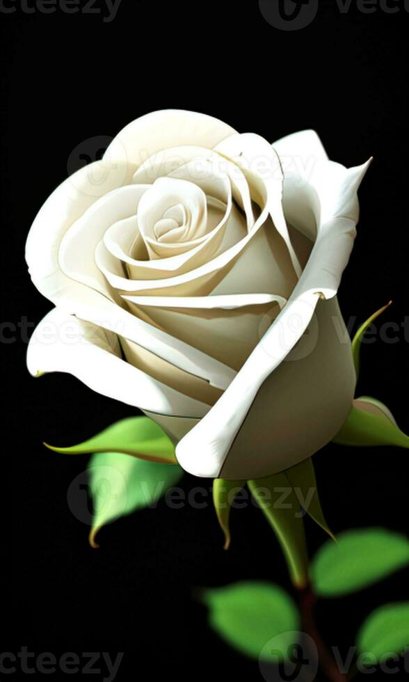 flower white rose on black background, wallpaper, design, AI generated photo