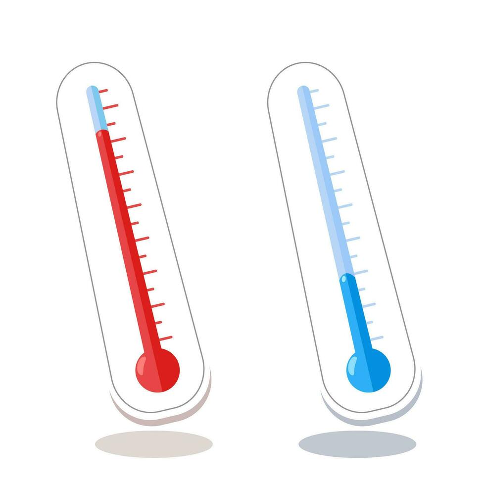 thermometers. Heat and cold weather vector illustration.