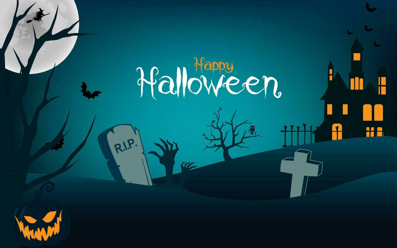 Decorative happy halloween background flat style vector