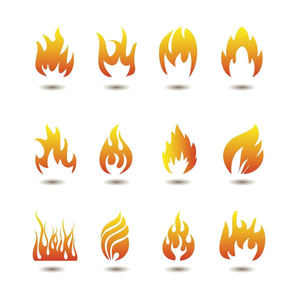 vector flame icons collection orange gradient