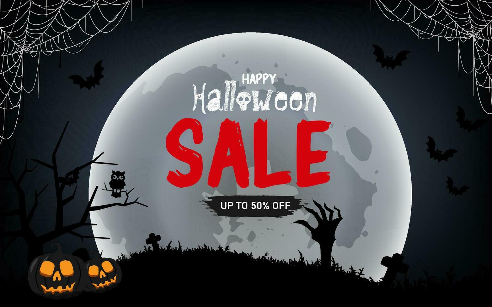 vector mesh background halloween horizontal sale banner template