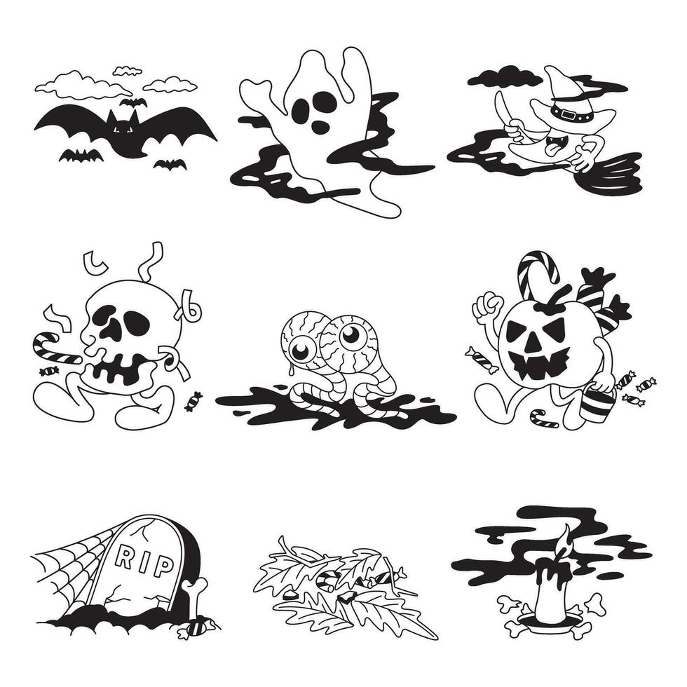 halloween illustration collection set good for social media content, print base application and merchandise. vector