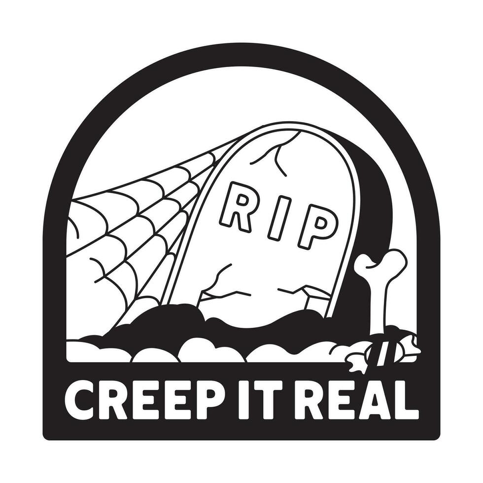 tombstone Halloween badges design good for social media content, print base application and merchandise. vector
