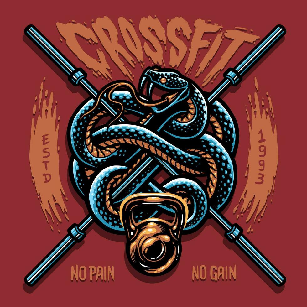 serpiente mascota aptitud gimnasio crossfit Insignia diseño logo vector