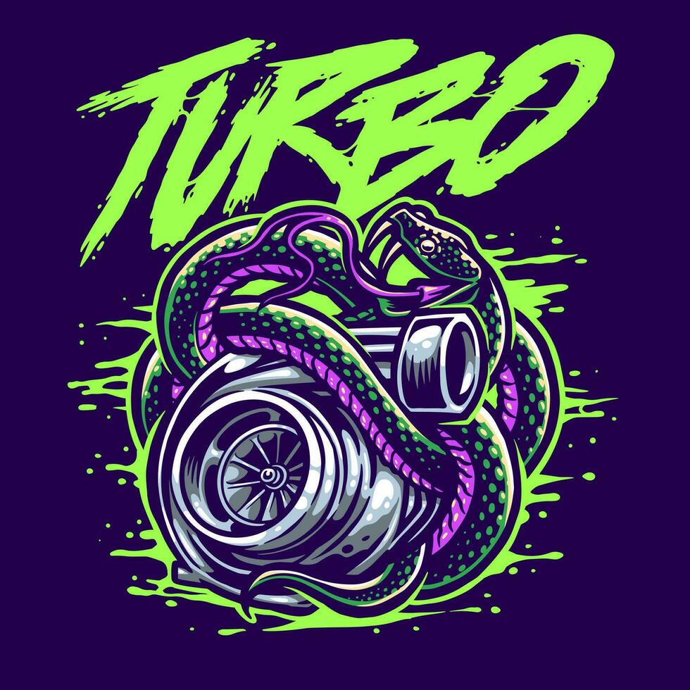 snake mascot turbo car badge design logo vector