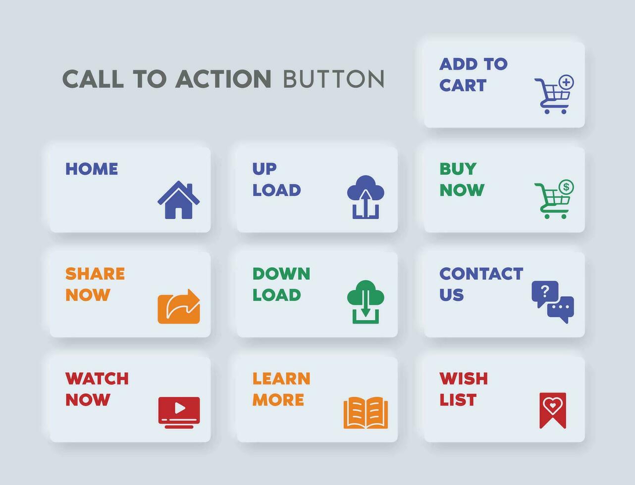 Web Button Design for CTA or Call to Action with Flat Design and Modern Style vector