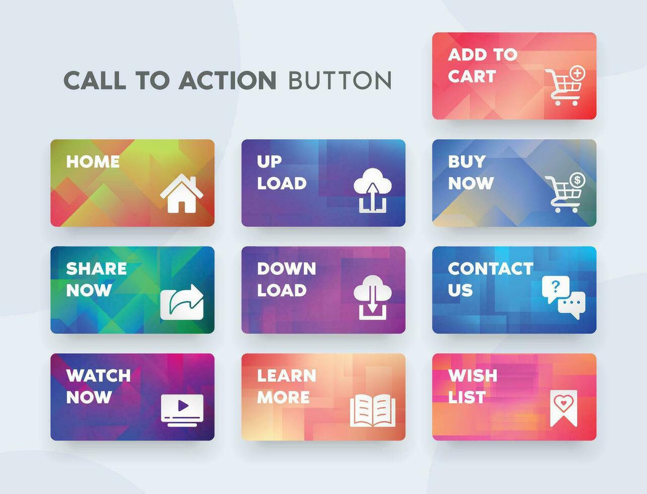web botón diseño para cta o llamada a acción con degradado color y moderno estilo vector
