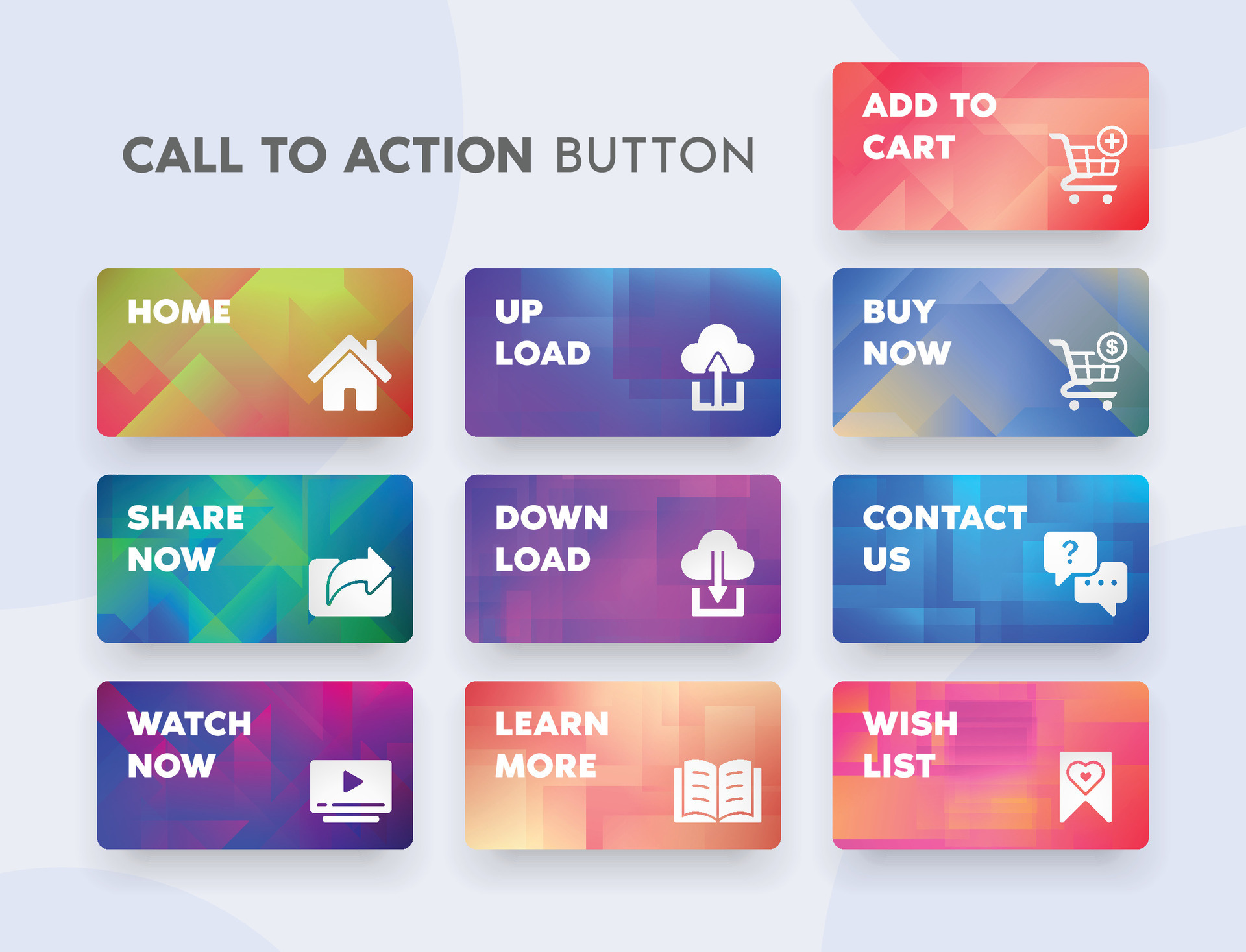 Web Button Design for CTA or Call to Action with Gradient Color and ...