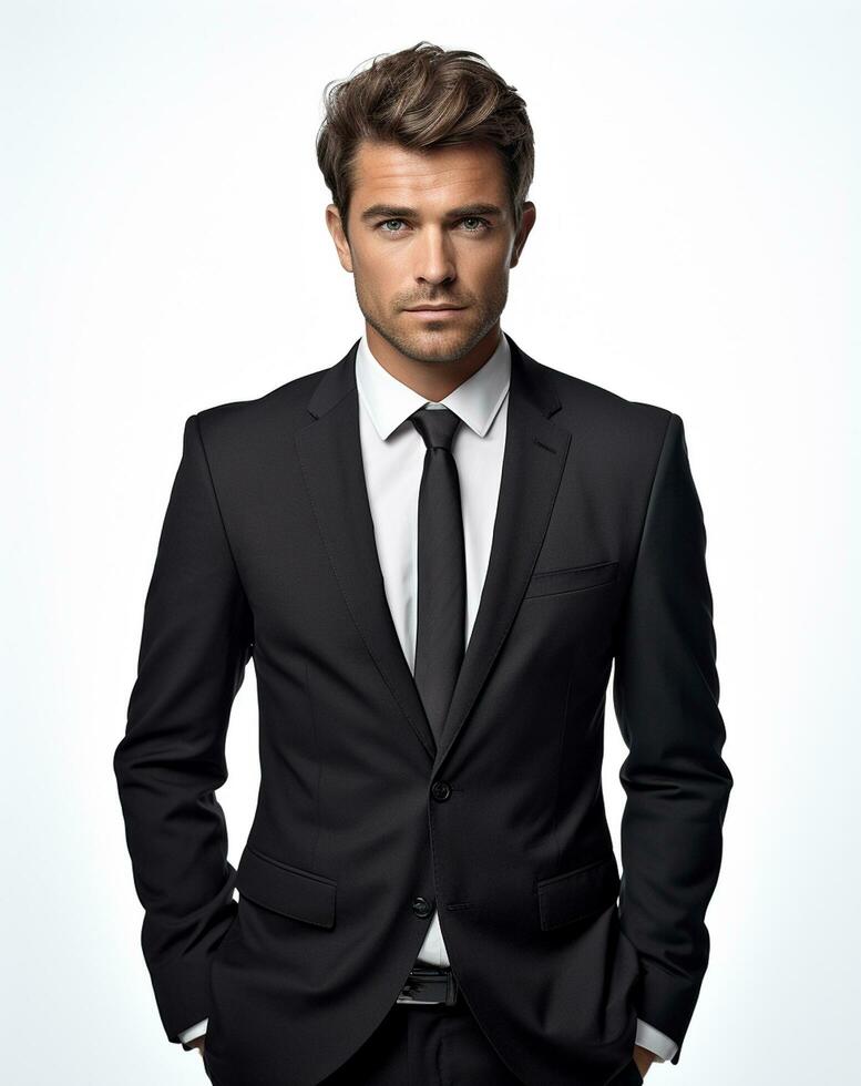 Ai generative Business man in a suit white transparent background photo