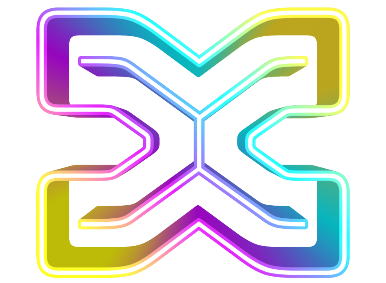 3d rainbow x with lines png