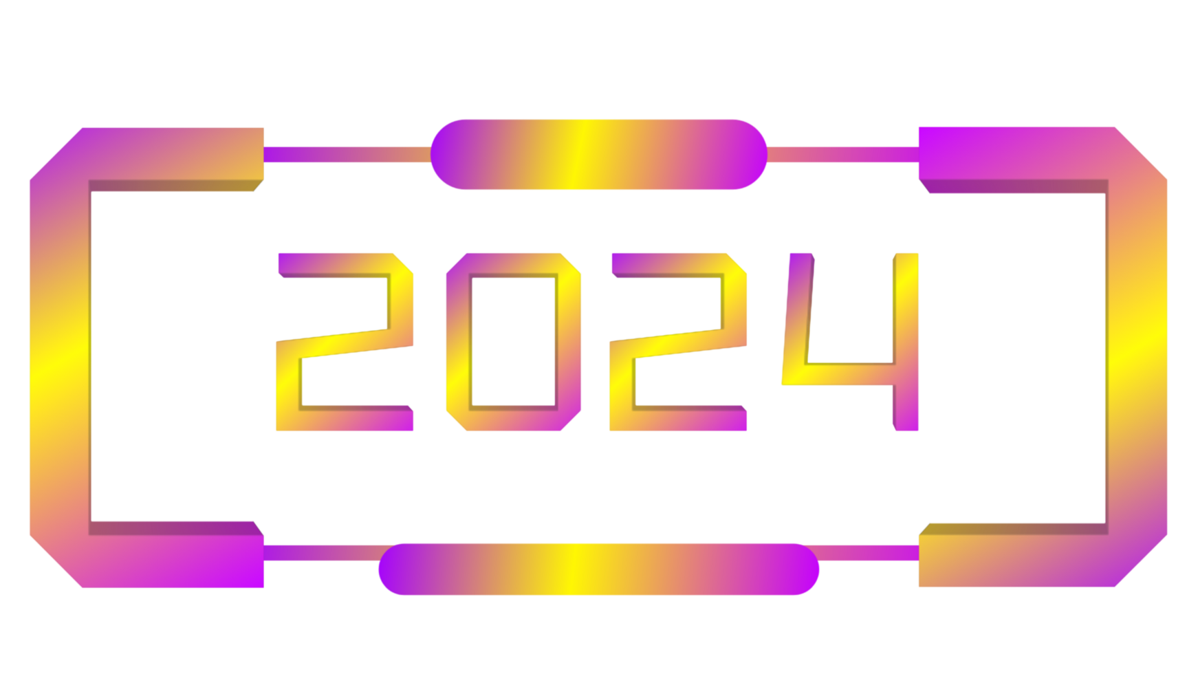 Brightly colored number 2024 reflecting the new year png