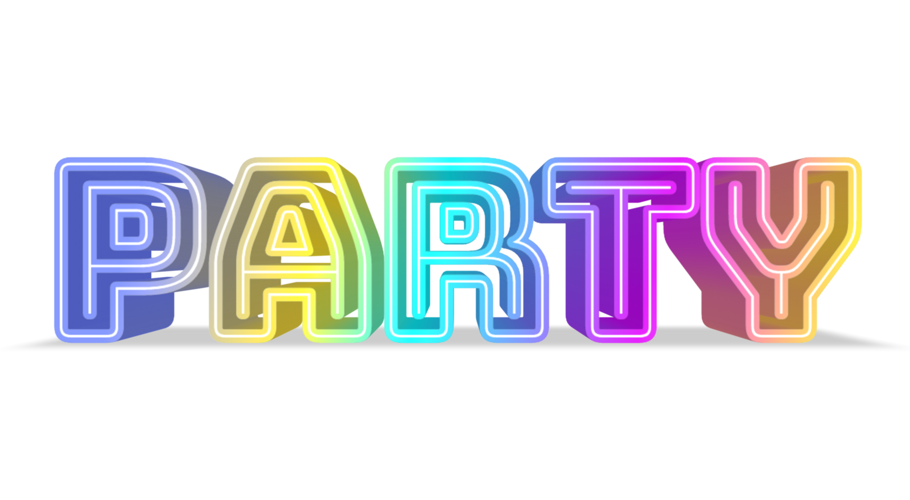 Word Let's Party with rainbow letters. png