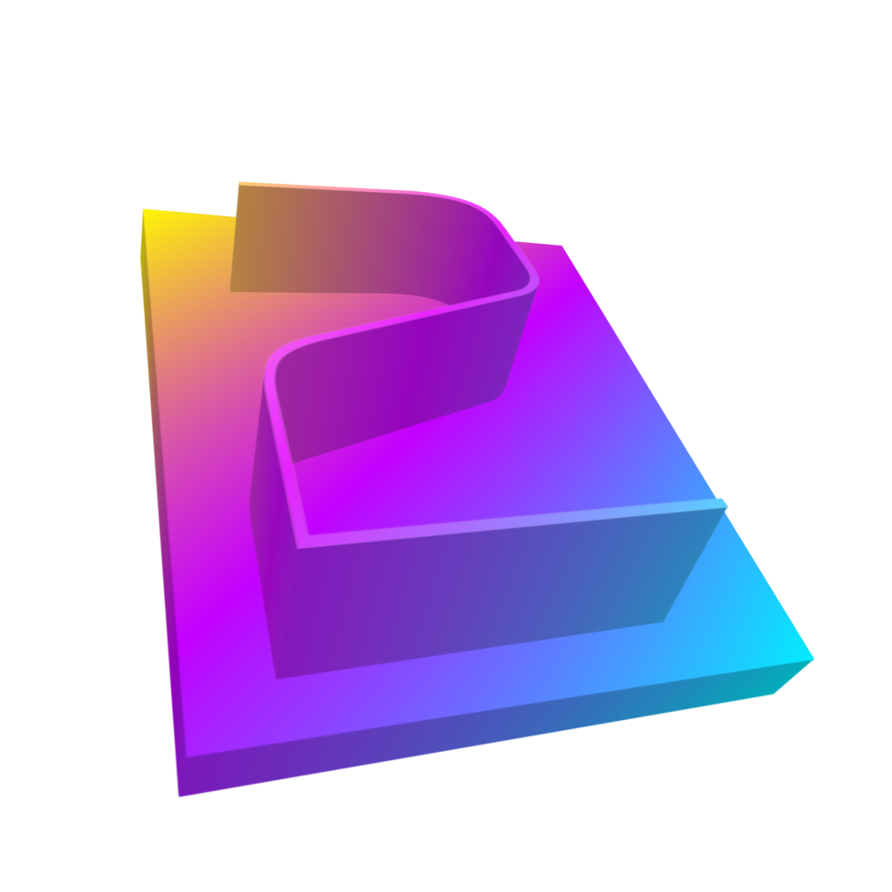 3d rendering number with colorful line png