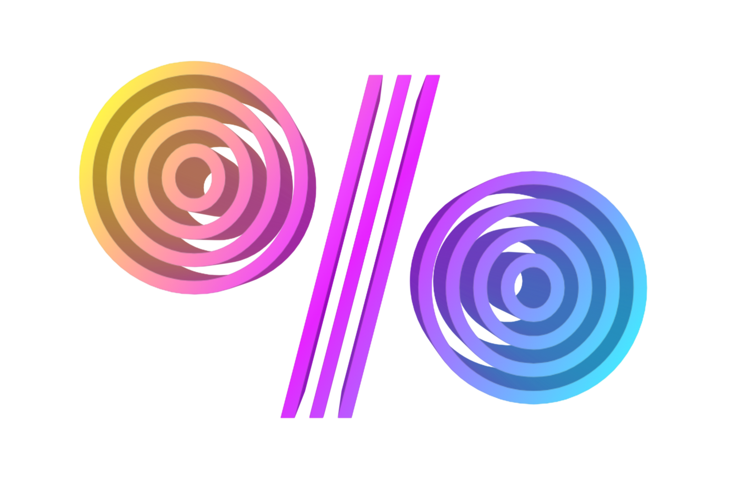 Percentage symbol with colorful Lines png