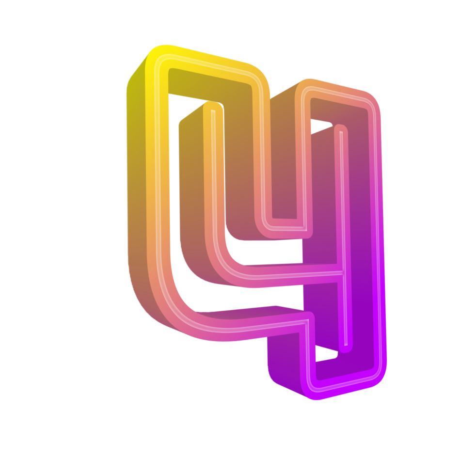 3d rendering number with colorful line png
