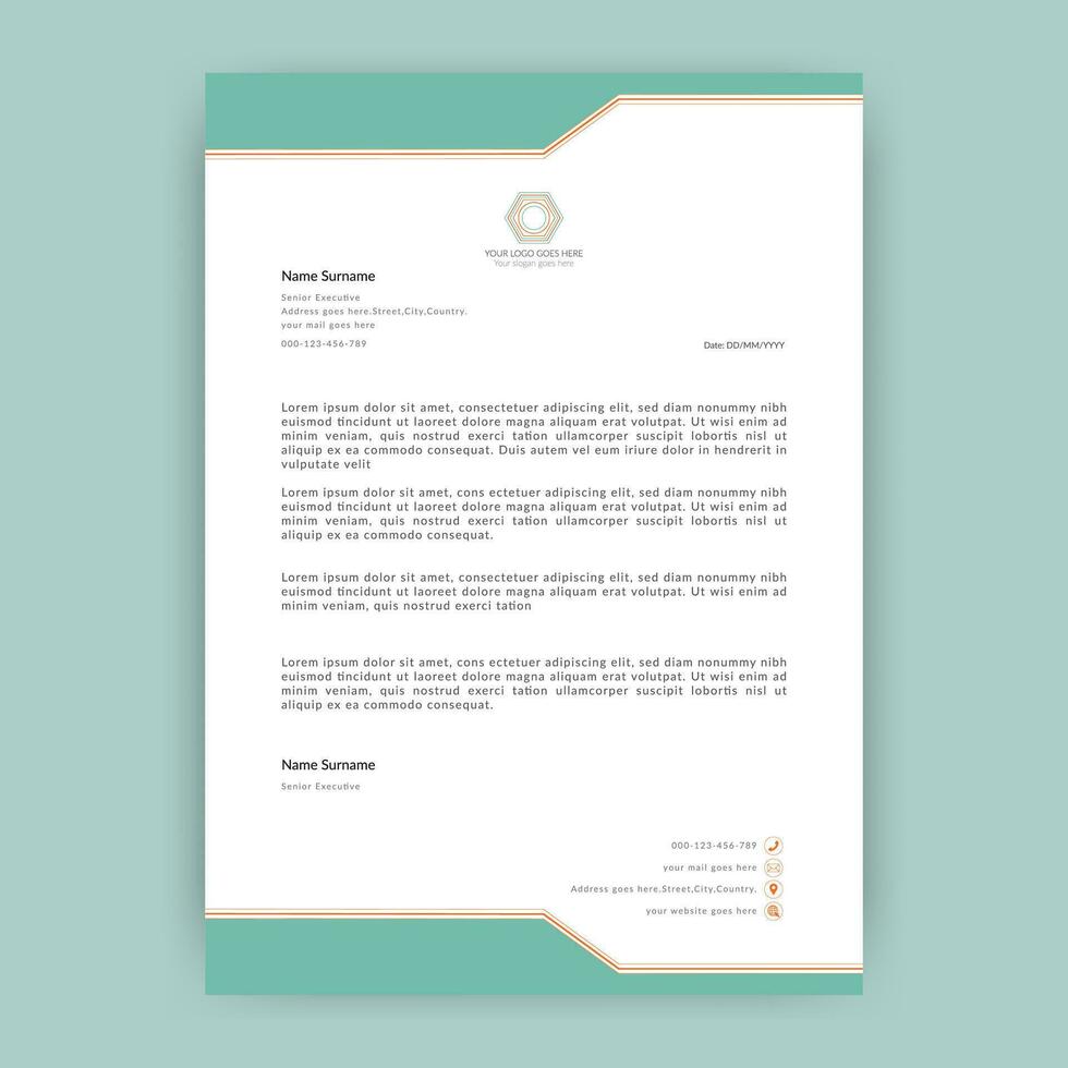 Modern professional corporate Company office brand simple Abstract creative clean minimalist Elegant business style letterhead.Letterhead,business proposal letter,standard,best,unique design template. vector