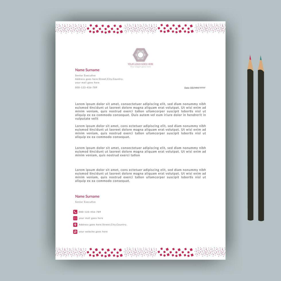 Modern professional corporate Company office brand simple Abstract creative clean minimalist Elegant business style letterhead.Letterhead,red color design,standard,best,unique design template. vector
