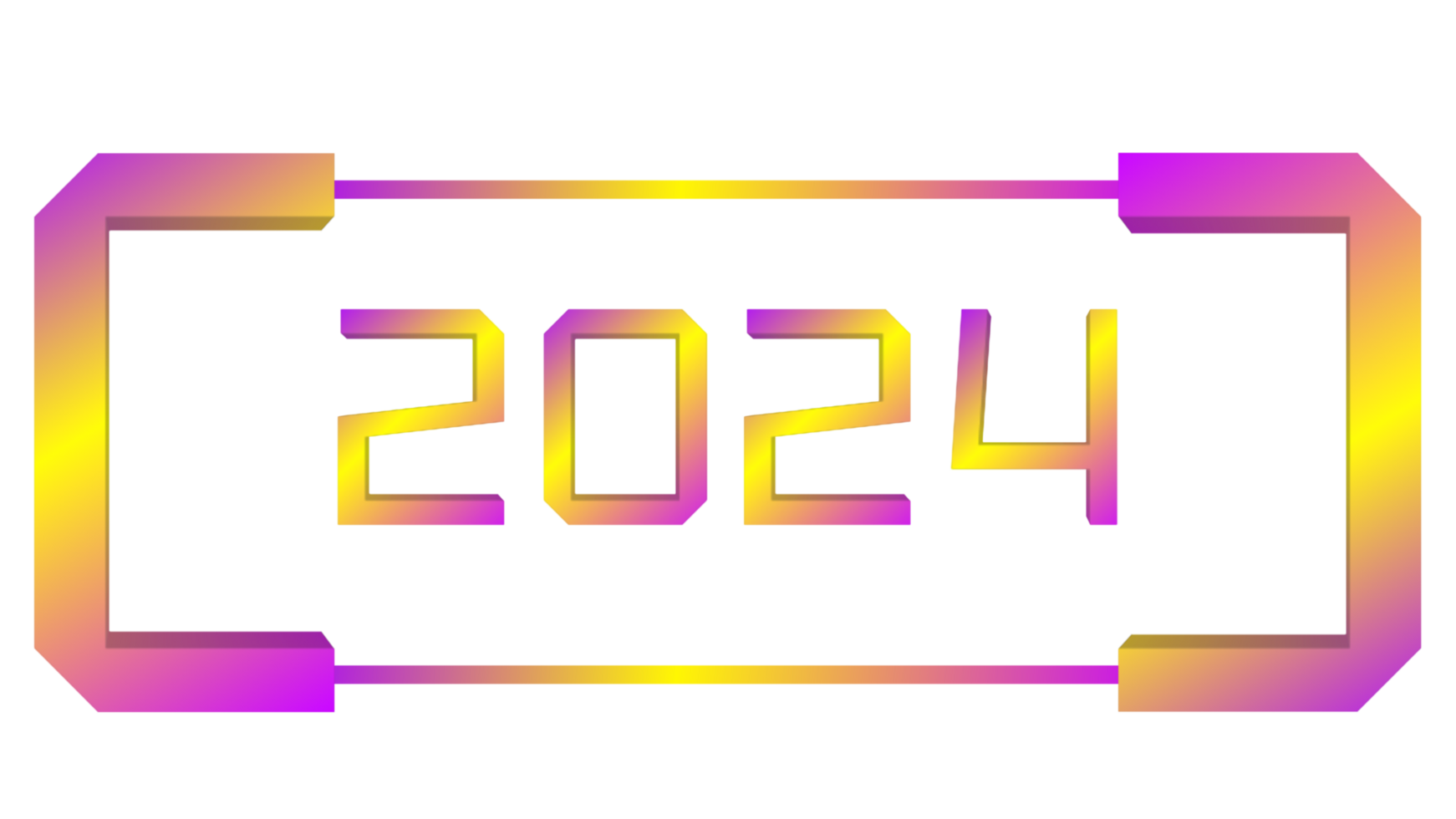 Brightly colored number 2024 reflecting the new year png