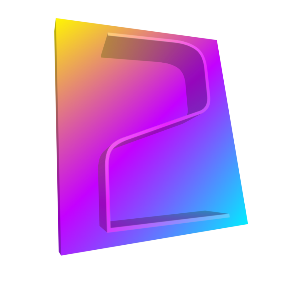 3d rendering number with colorful line png